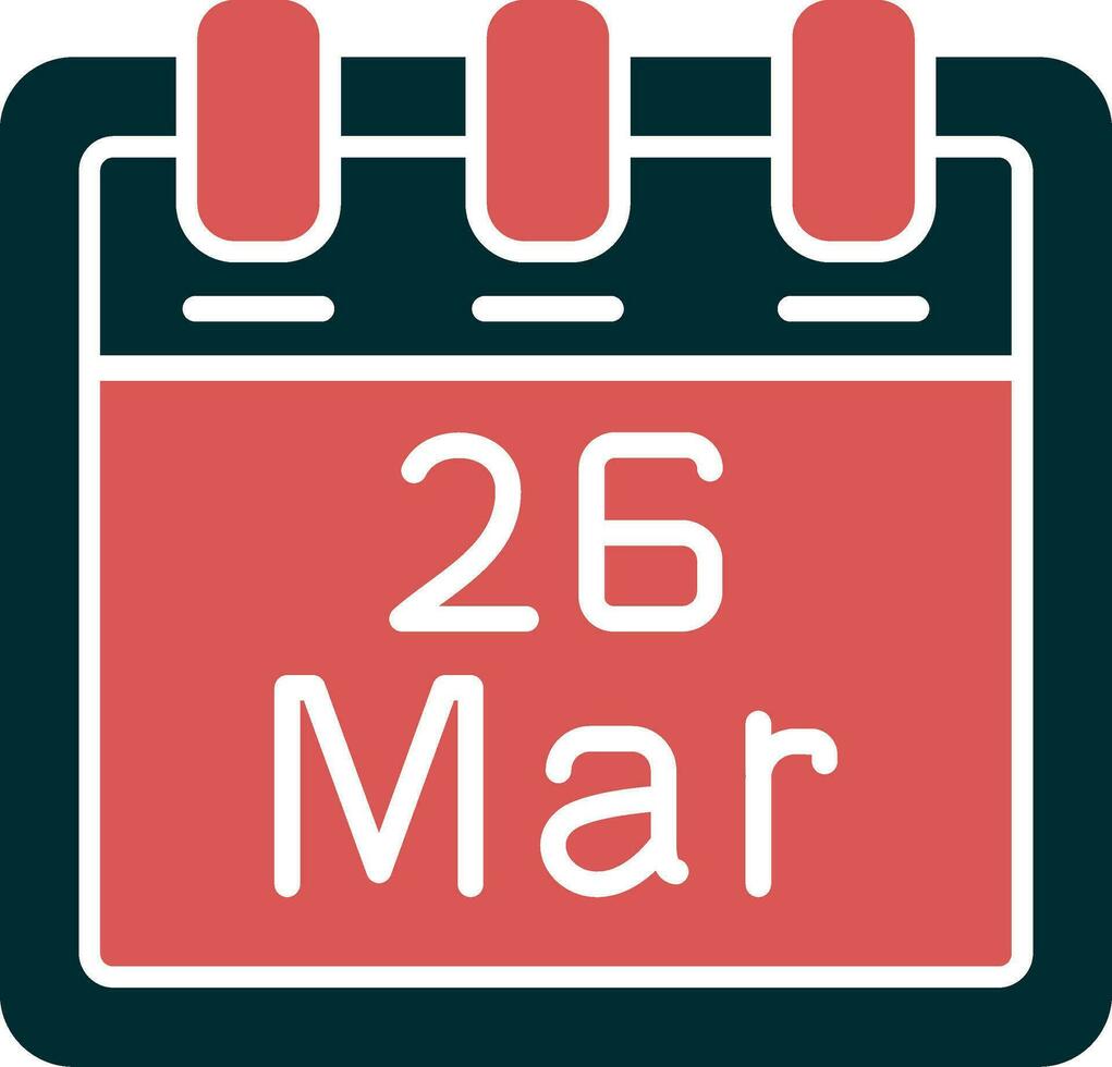 marzo 26 vector icono