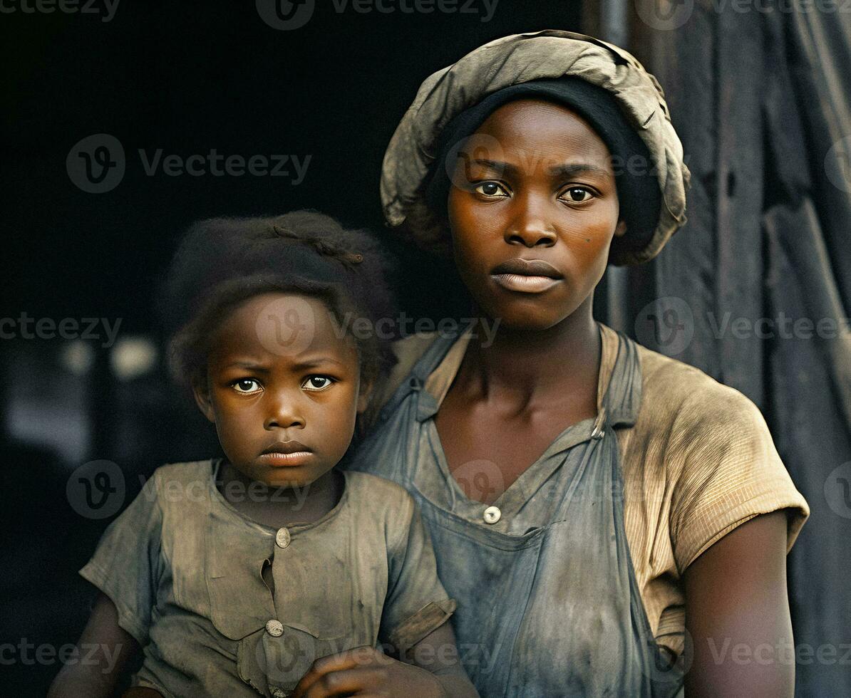 Resilience Amidst Hardship A Poor Black Family During the 1930s Great Depression   generative ai photo