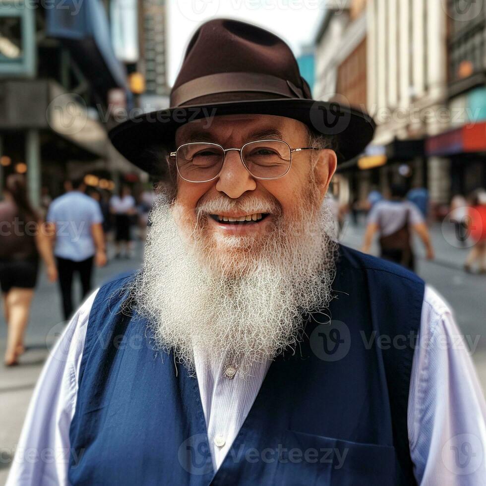 un haridí judío en Amsterdam generativo ai foto