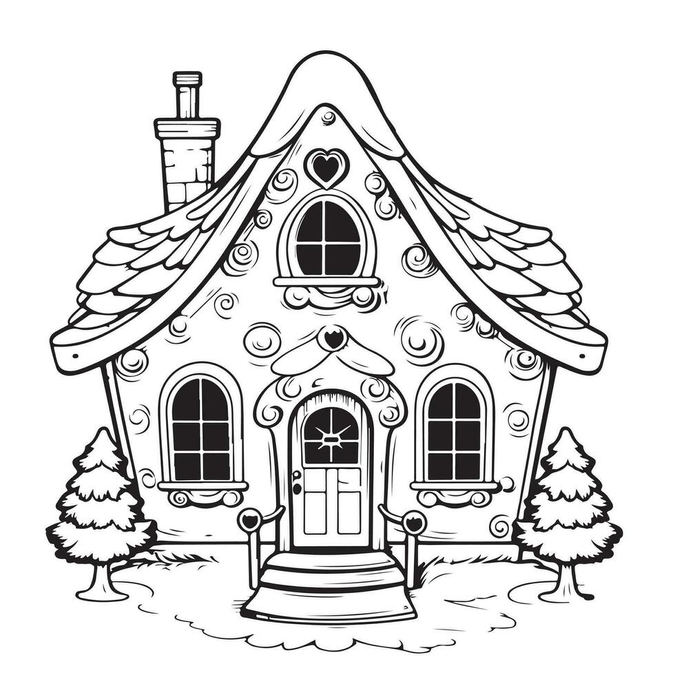 Christmas house, hand drawn sketch. Symbol of Christmas and New Year.Cartoon vector