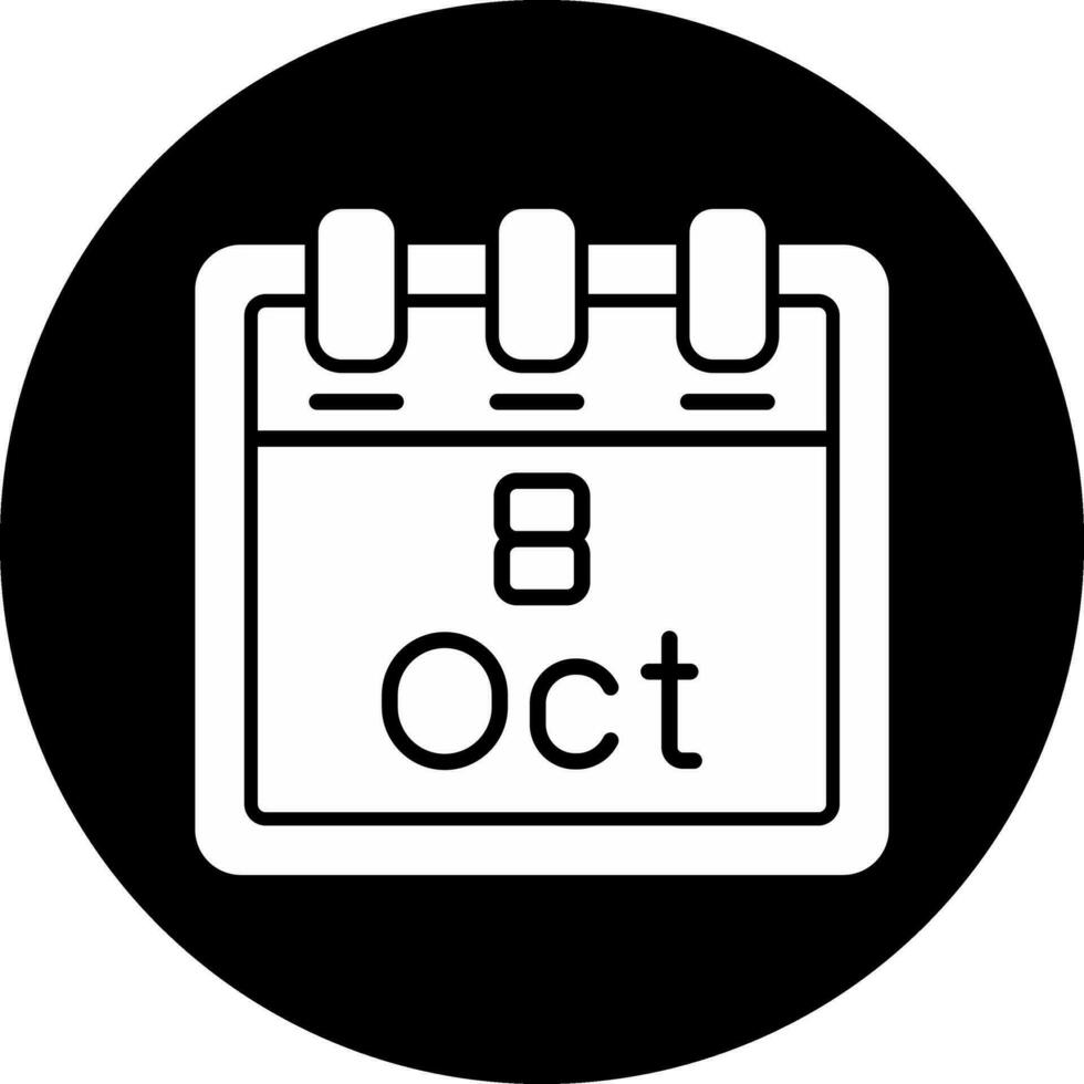 octubre 8 vector icono