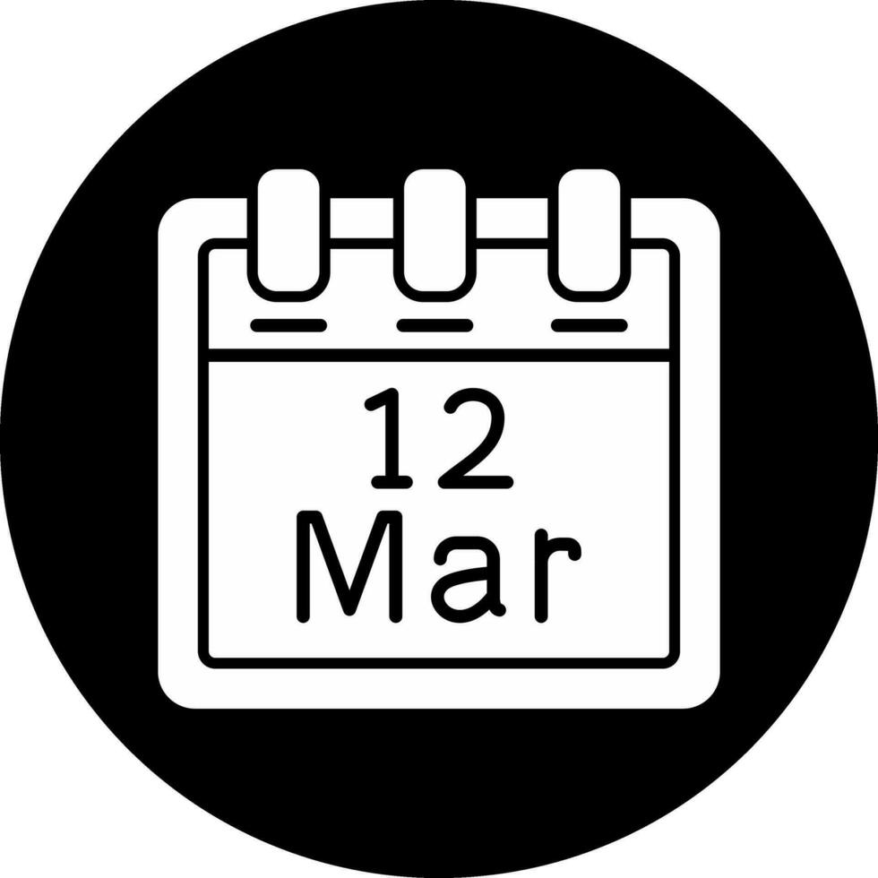 marzo 12 vector icono