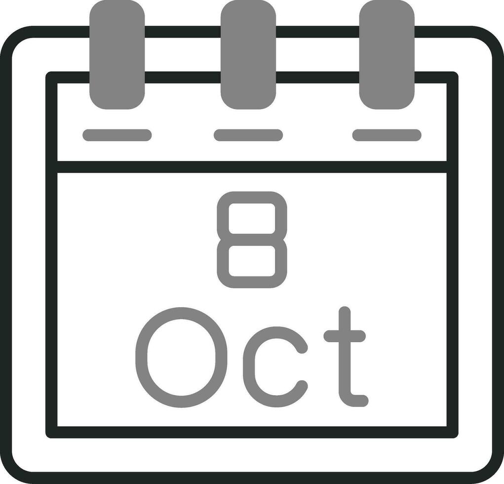 octubre 8 vector icono