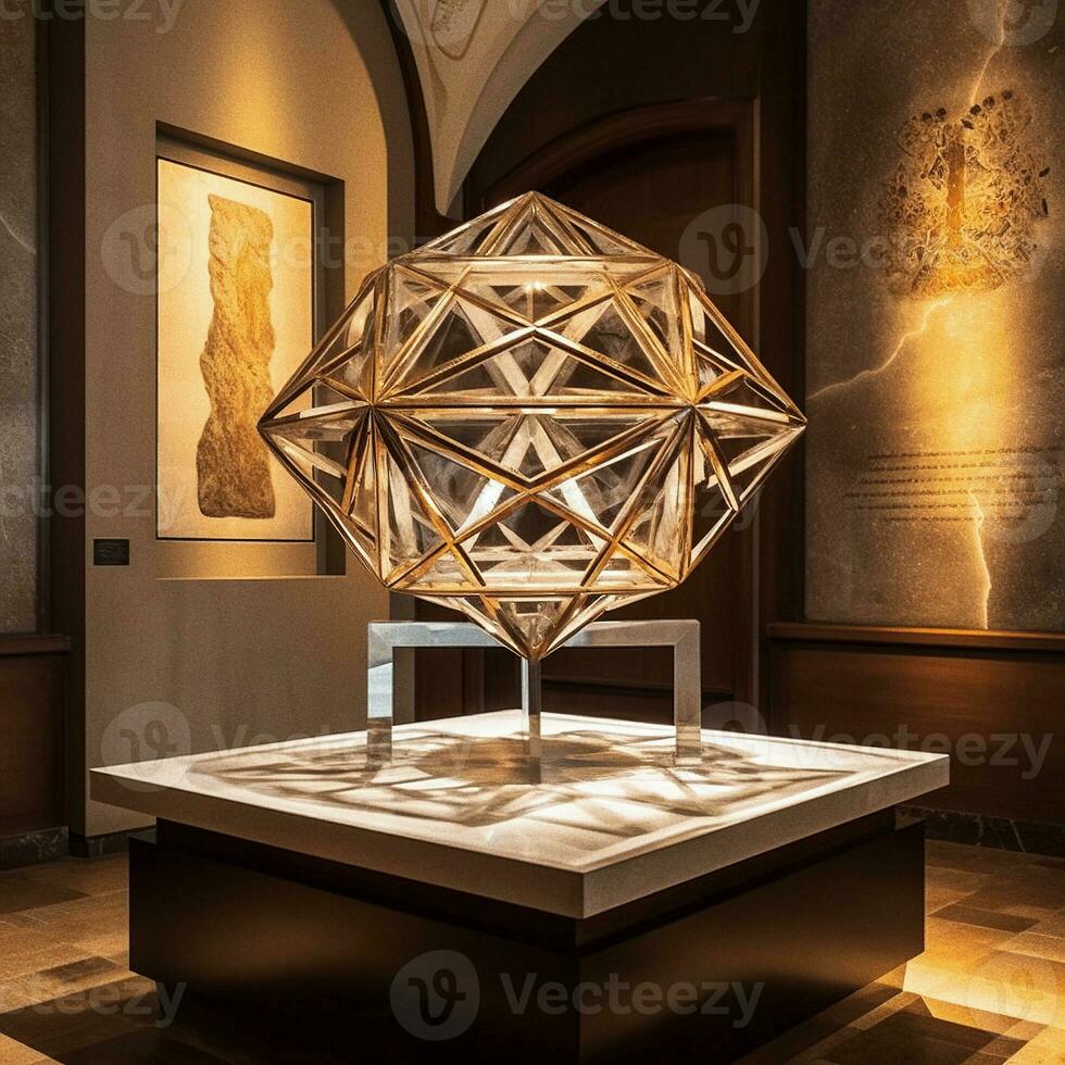 merkaba sculpture in a museum, religious symbol of judaism   generative AI photo