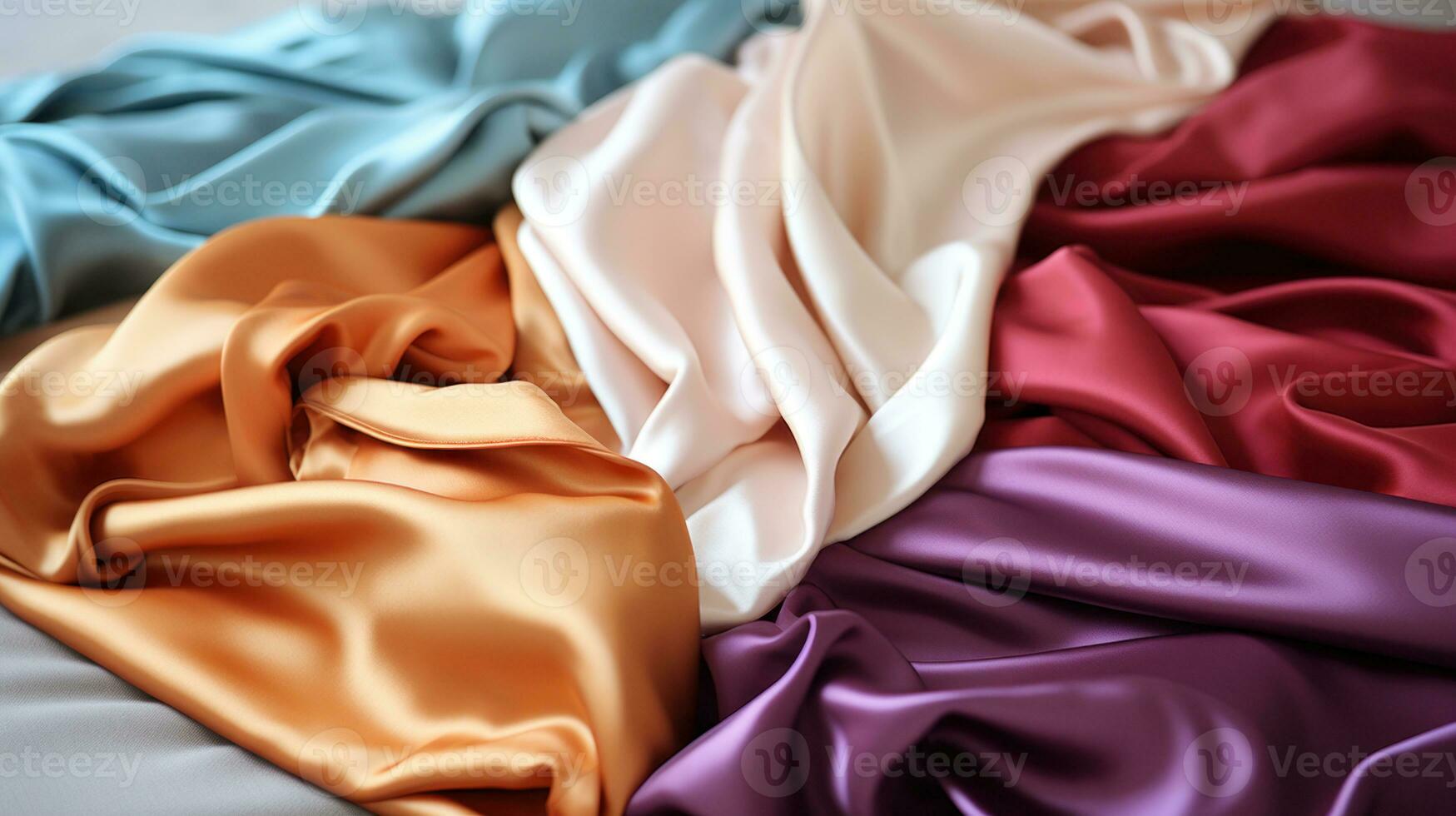 Beautiful soft satin as background, closeup. Luxury fabric. photo