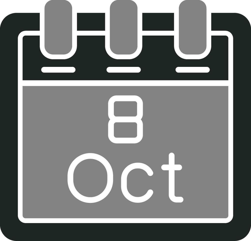 octubre 8 vector icono