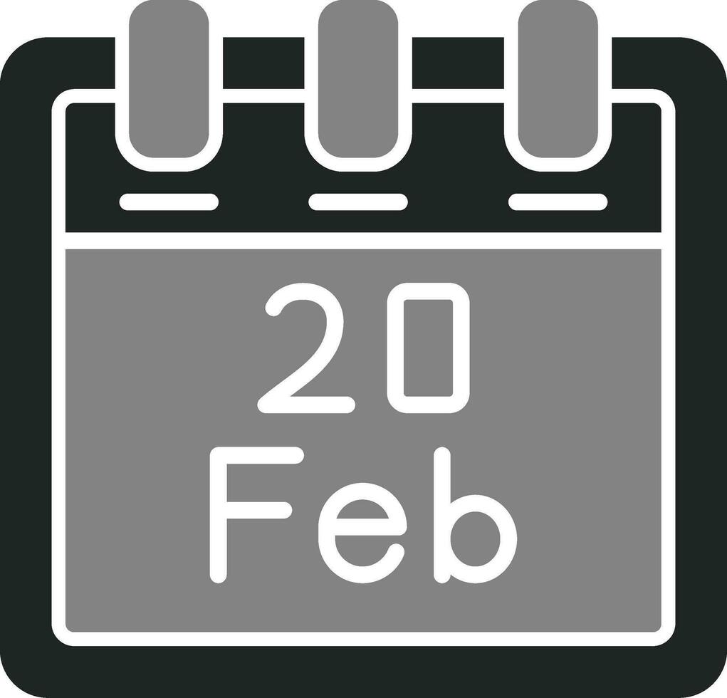 febrero 20 vector icono