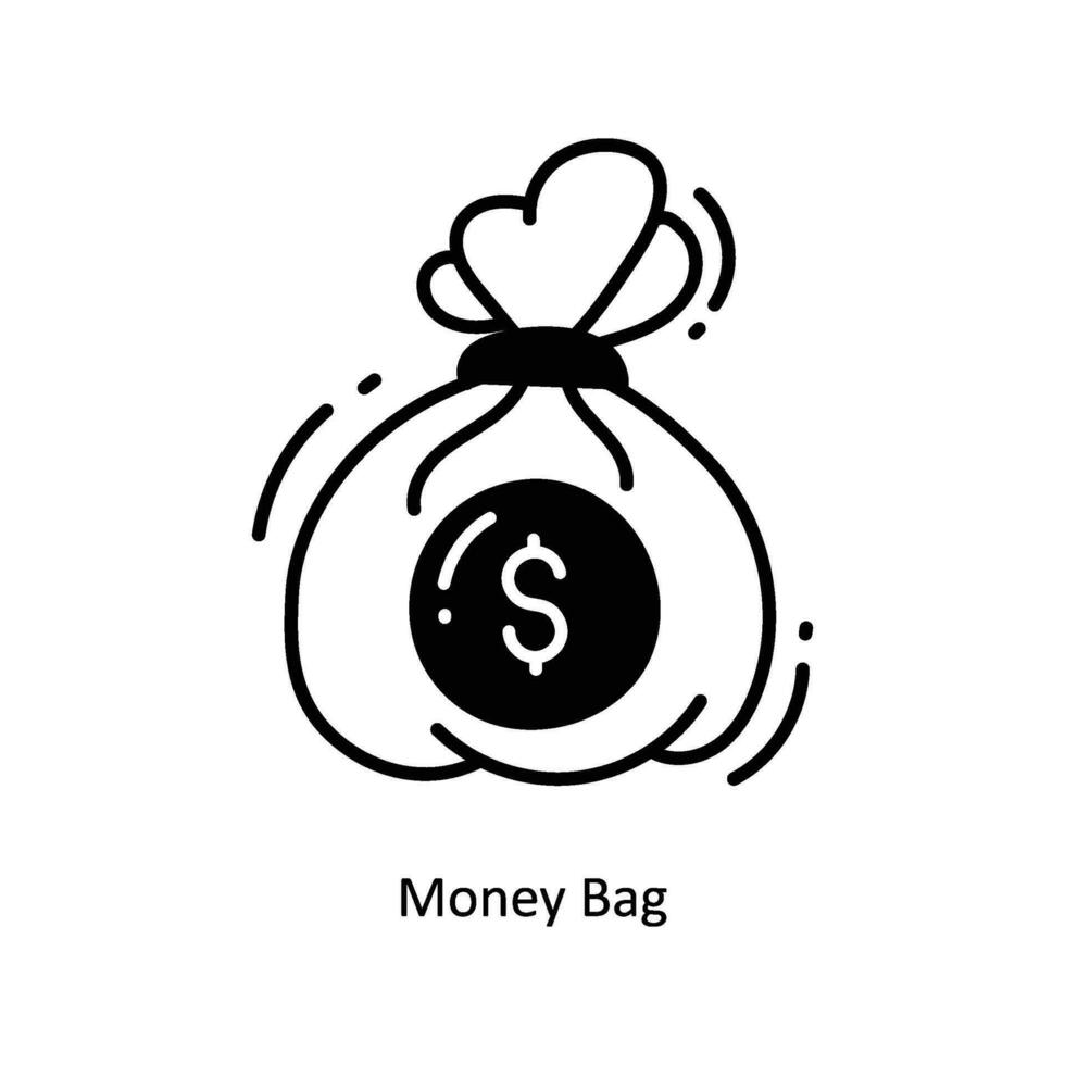 Money Bag doodle Icon Design illustration. Startup Symbol on White background EPS 10 File vector