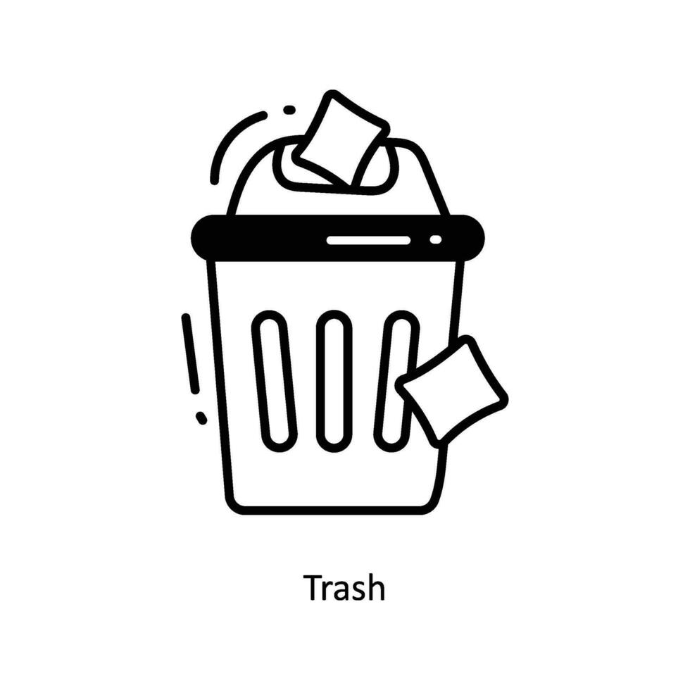 Trash doodle Icon Design illustration. Startup Symbol on White background EPS 10 File vector