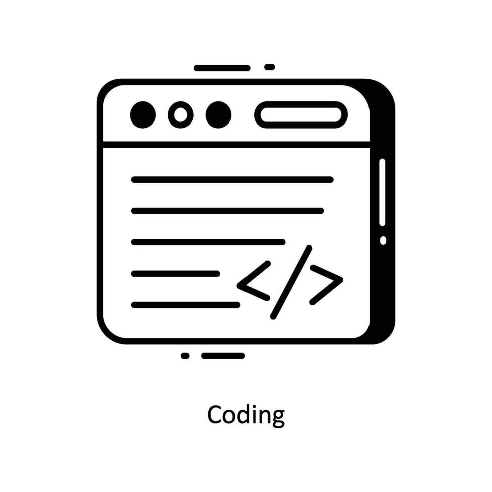 Coding doodle Icon Design illustration. Startup Symbol on White background EPS 10 File vector