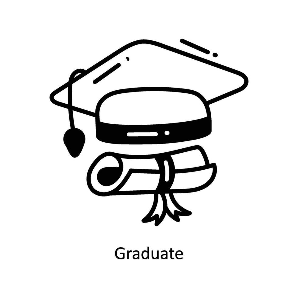 Graduate doodle Icon Design illustration. Startup Symbol on White background EPS 10 File vector