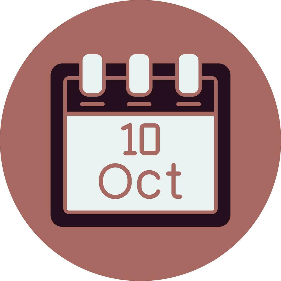 octubre 10 vector icono