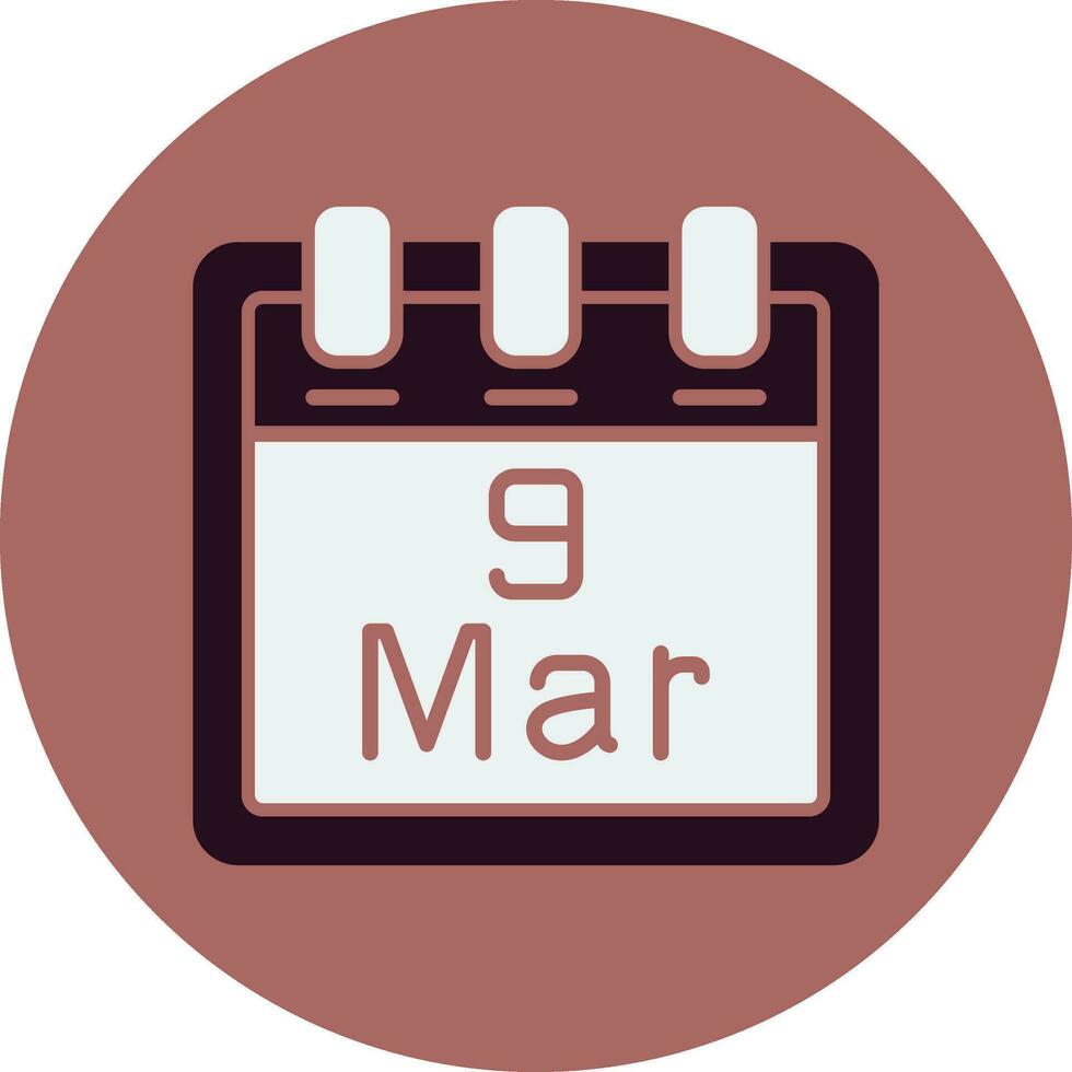 marzo 9 9 vector icono