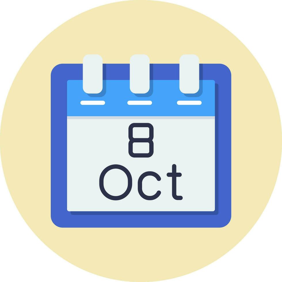 octubre 8 vector icono