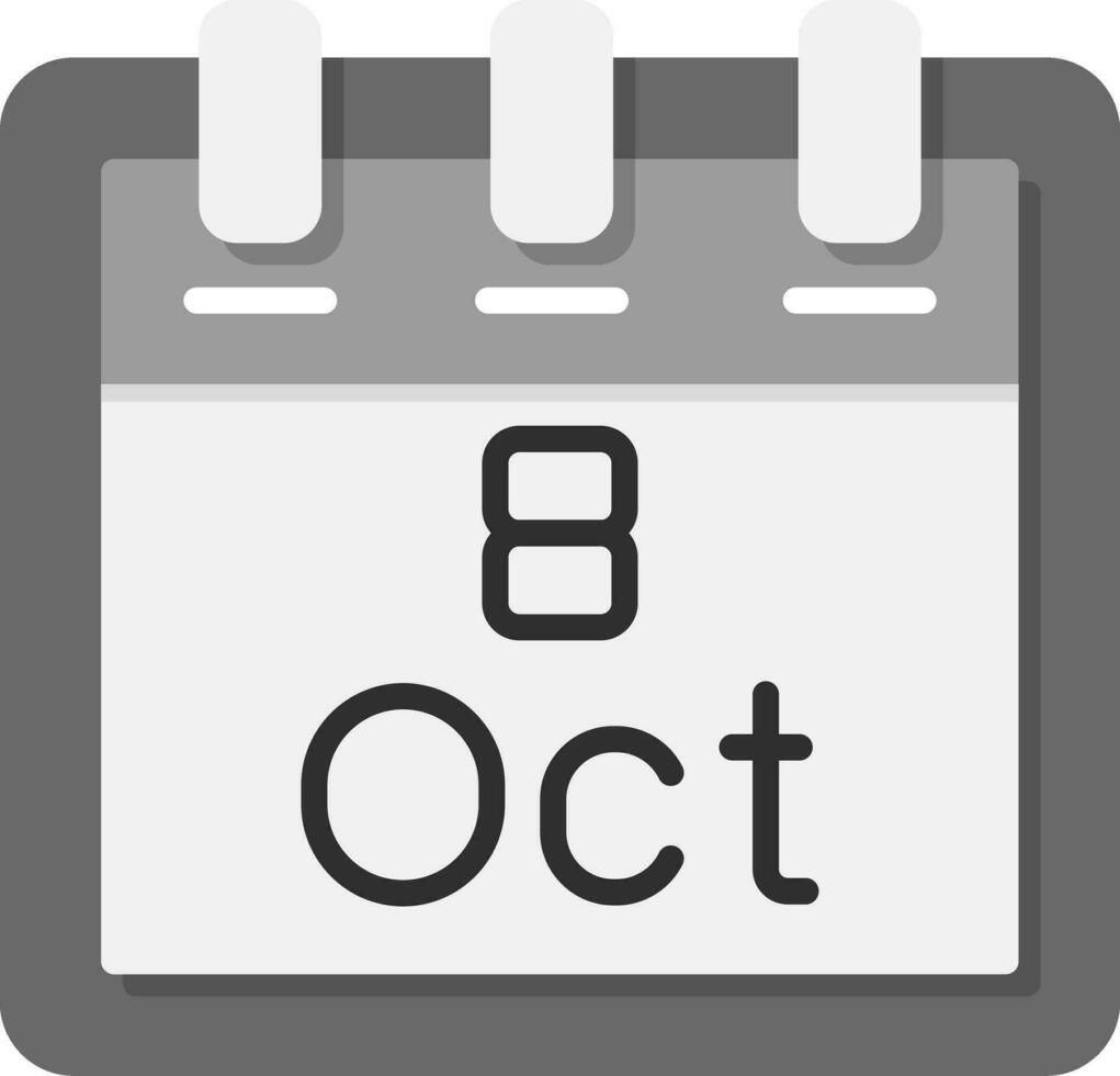 octubre 8 vector icono