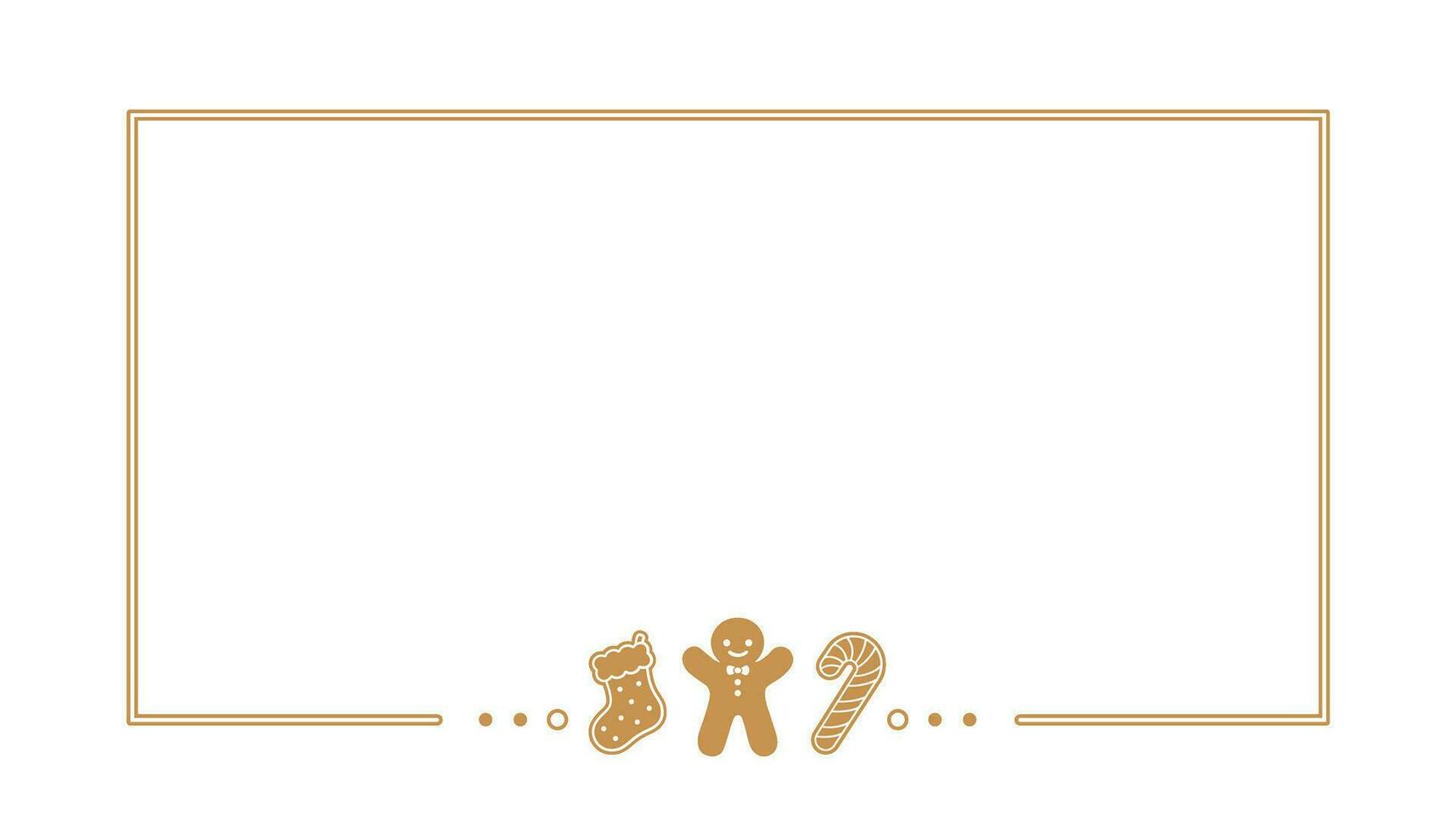 Rectangle Gingerbread Cookies Frame Border, Christmas Winter Holiday Graphics. Homemade sweets card and social media post template on white background. Isolated vector illustration.