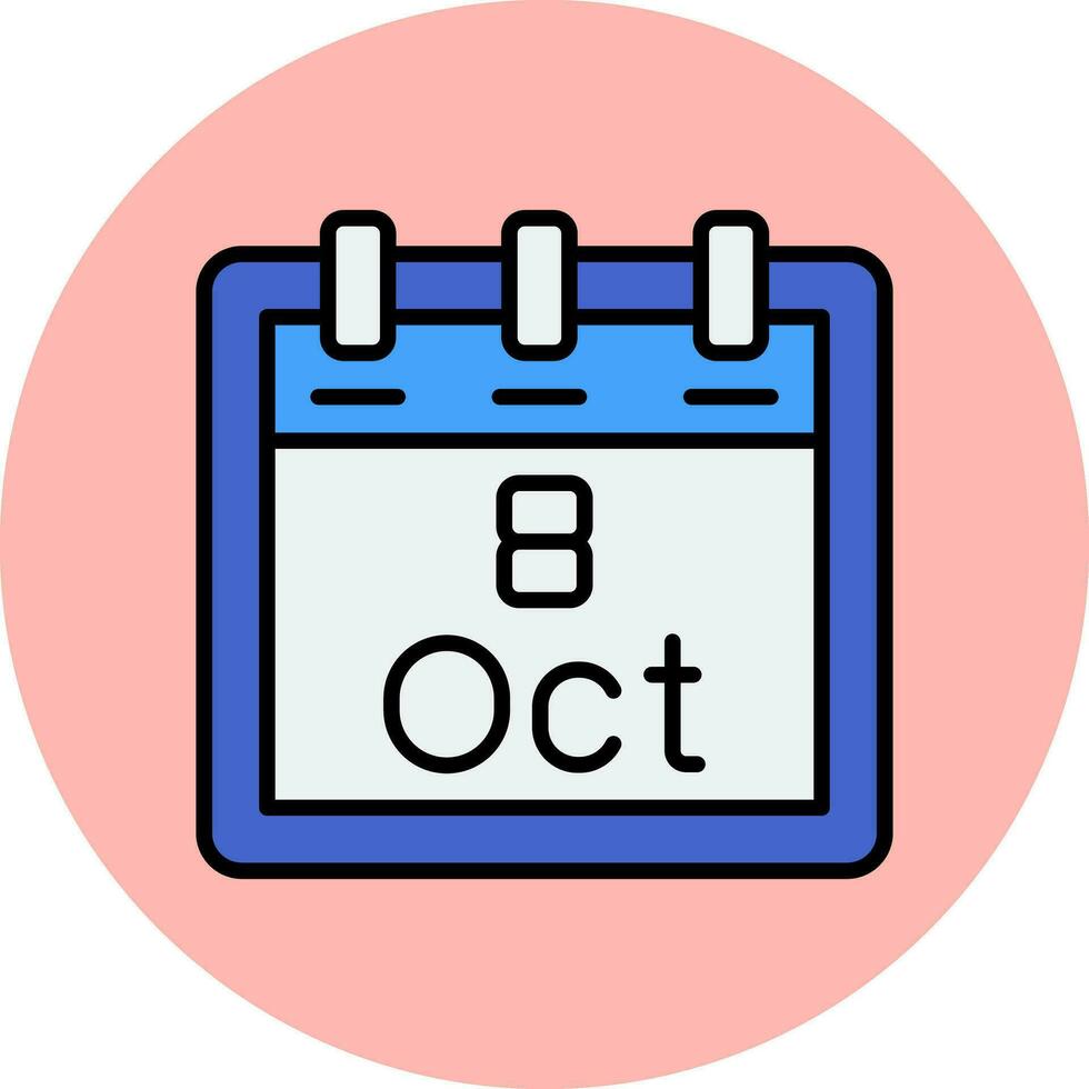 octubre 8 vector icono