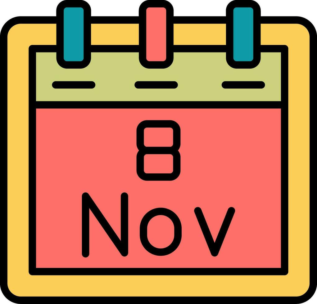 noviembre 8 vector icono