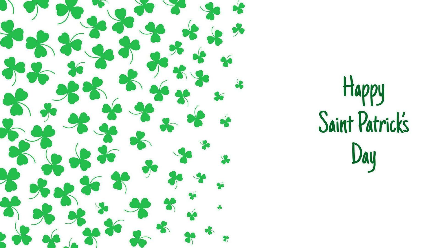 Happy Saint Patrick's day green background. Green clover leaves pattern. Vector illustration.