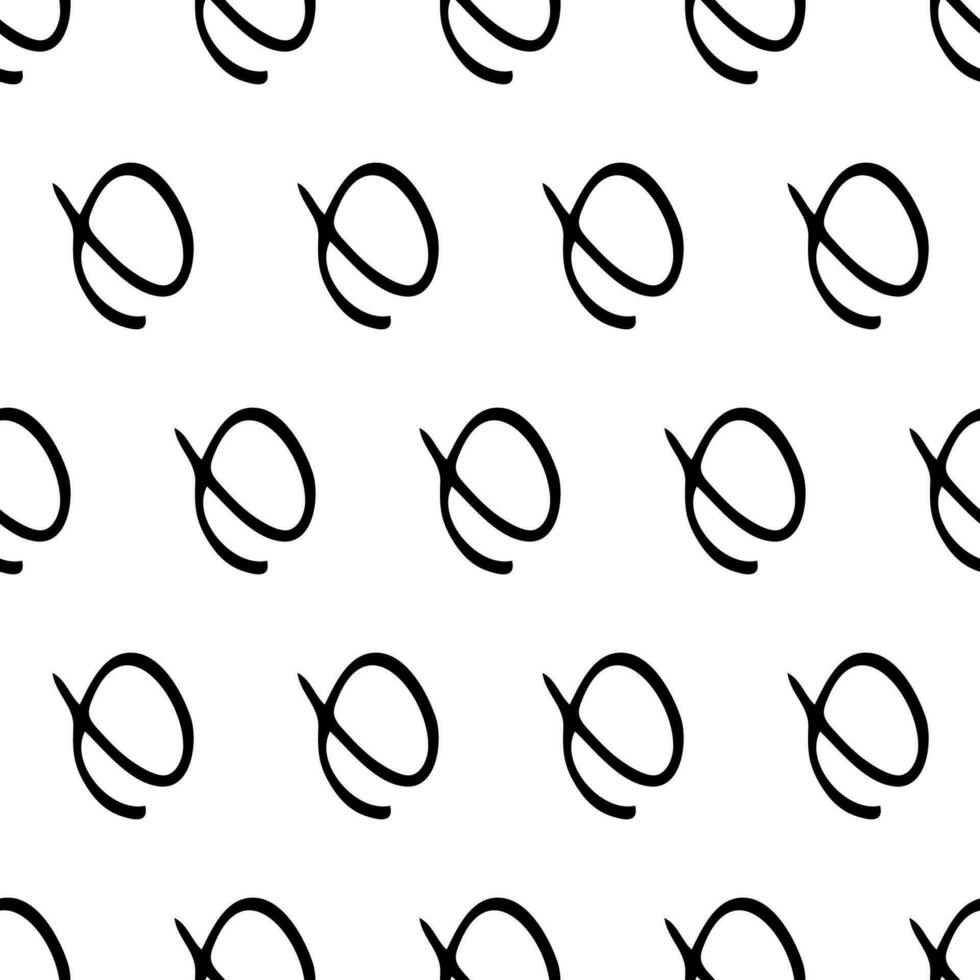 Seamless pattern with black sketch hand drawn round squiggle  shape on white background. Abstract grunge texture. Vector illustration
