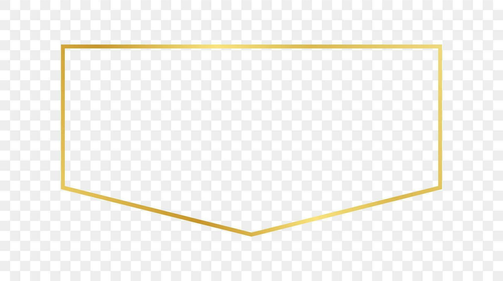 Gold glowing frame isolated on background. Shiny frame with glowing effects. Vector illustration.