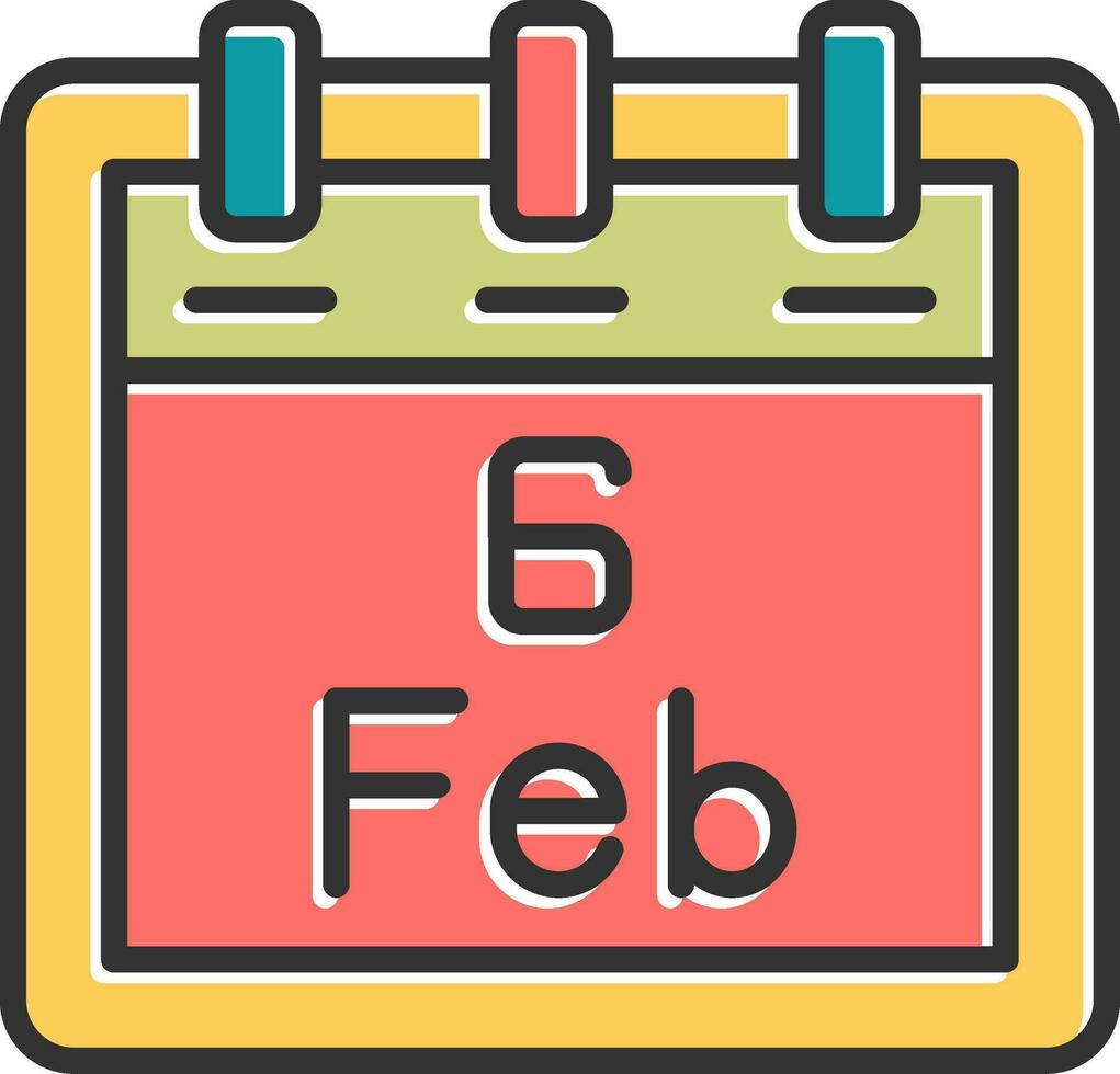 February 6 Vector Icon