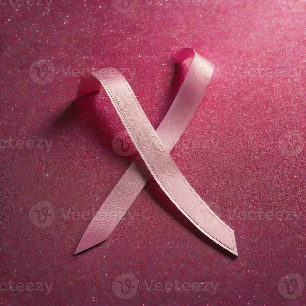 Breast Cancer Awareness Ribbon, Symbol of Breast Cancer Awareness, Medical Concept. AI Generative photo