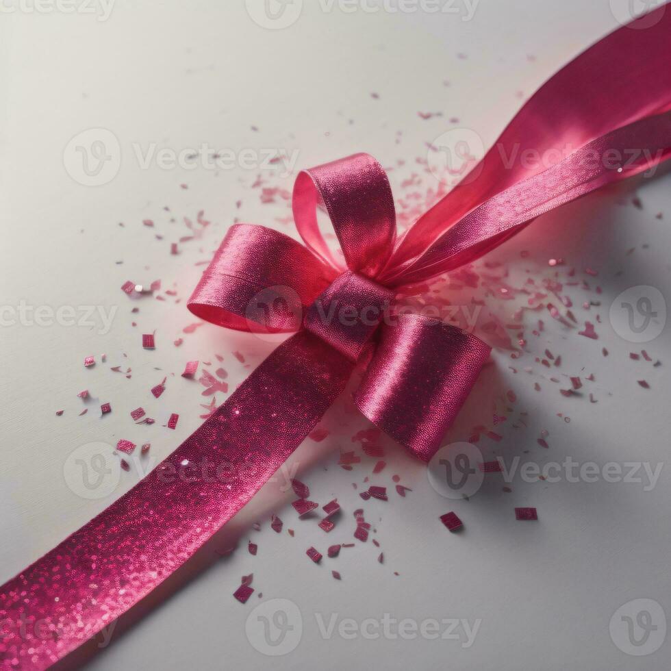 rosado cinta y papel picado en blanco fondo, san valentin día. v foto
