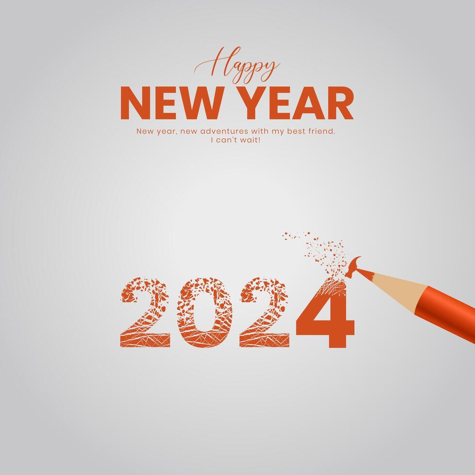 Happy New Year 2024. New Year creative design for social media ads