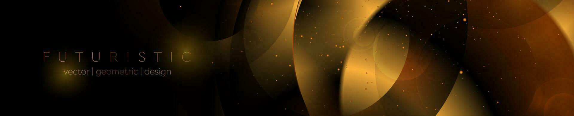 Black and golden shiny glowing wavy background vector