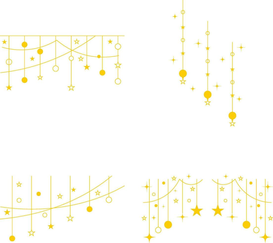 New Year Decoration For Template Background. Vector Illustration Set.