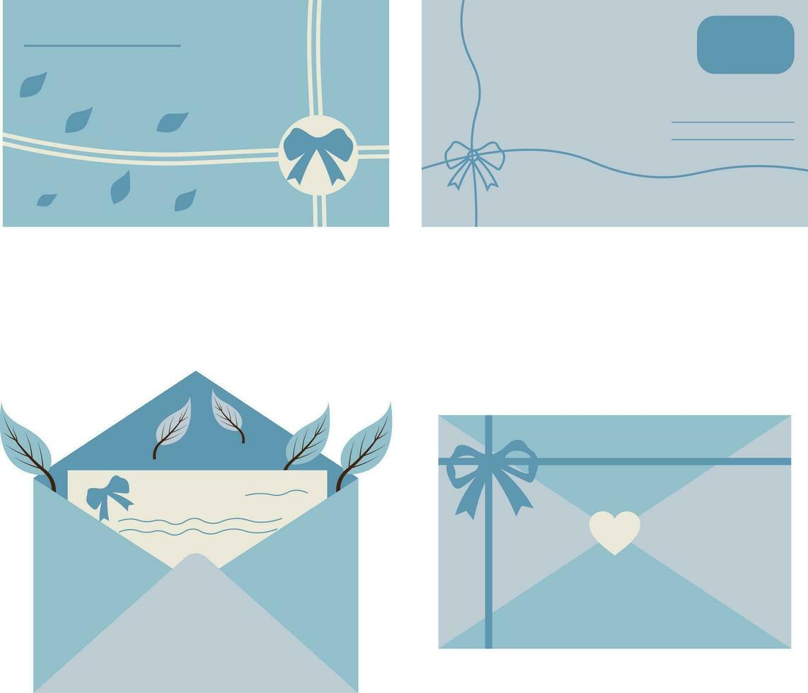 Cute Envelope Illustration In Flat Design. Vector Illustration Set.
