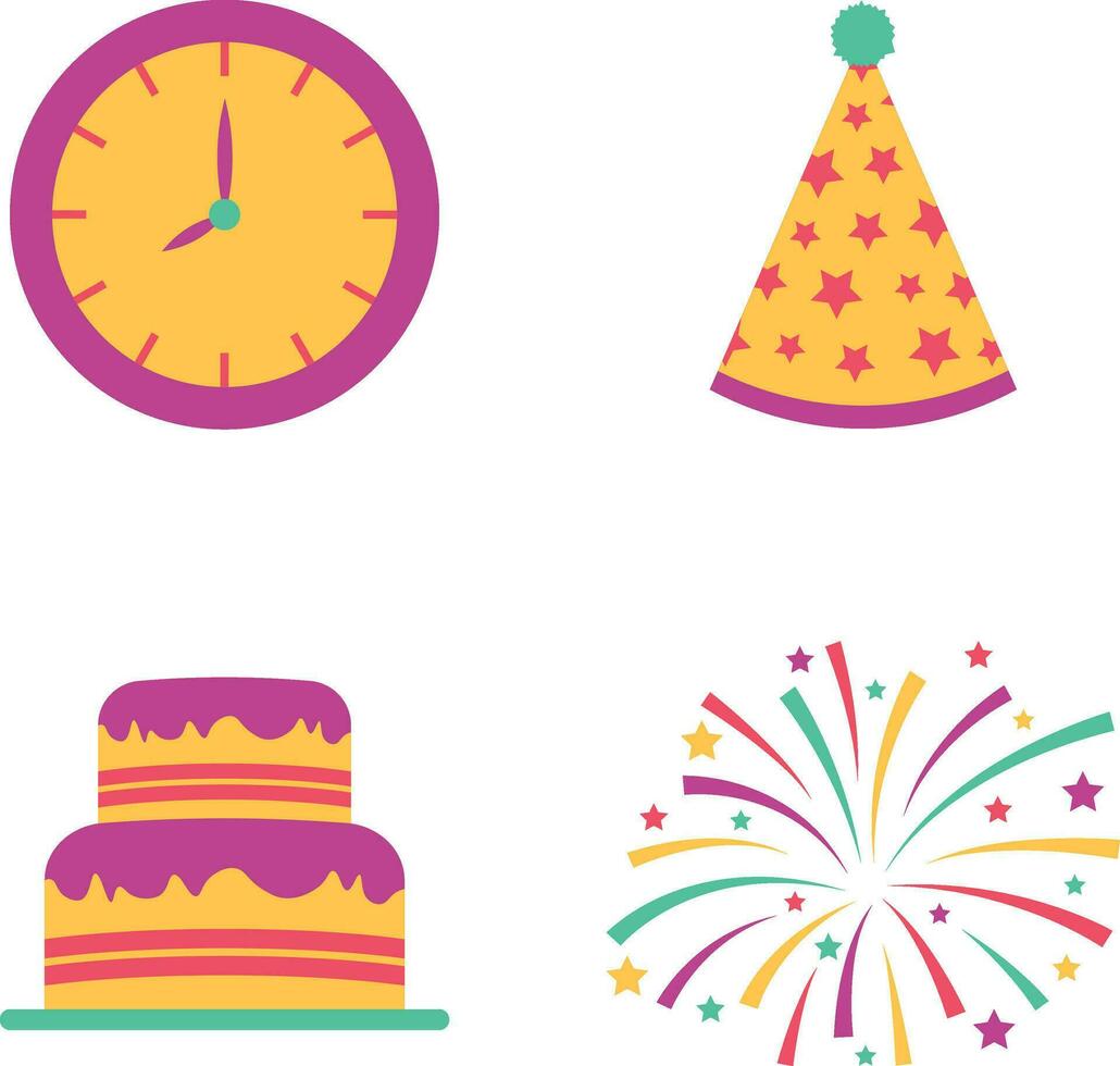 New Year Party Icon. Isolated Vector Set.