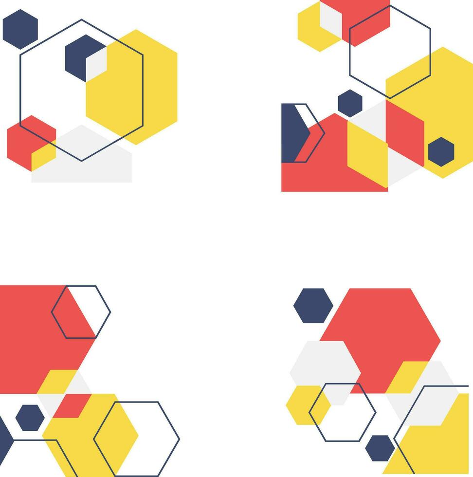 Hexagonal Corner Shape With Simple Shape. Isolated Vector Set.