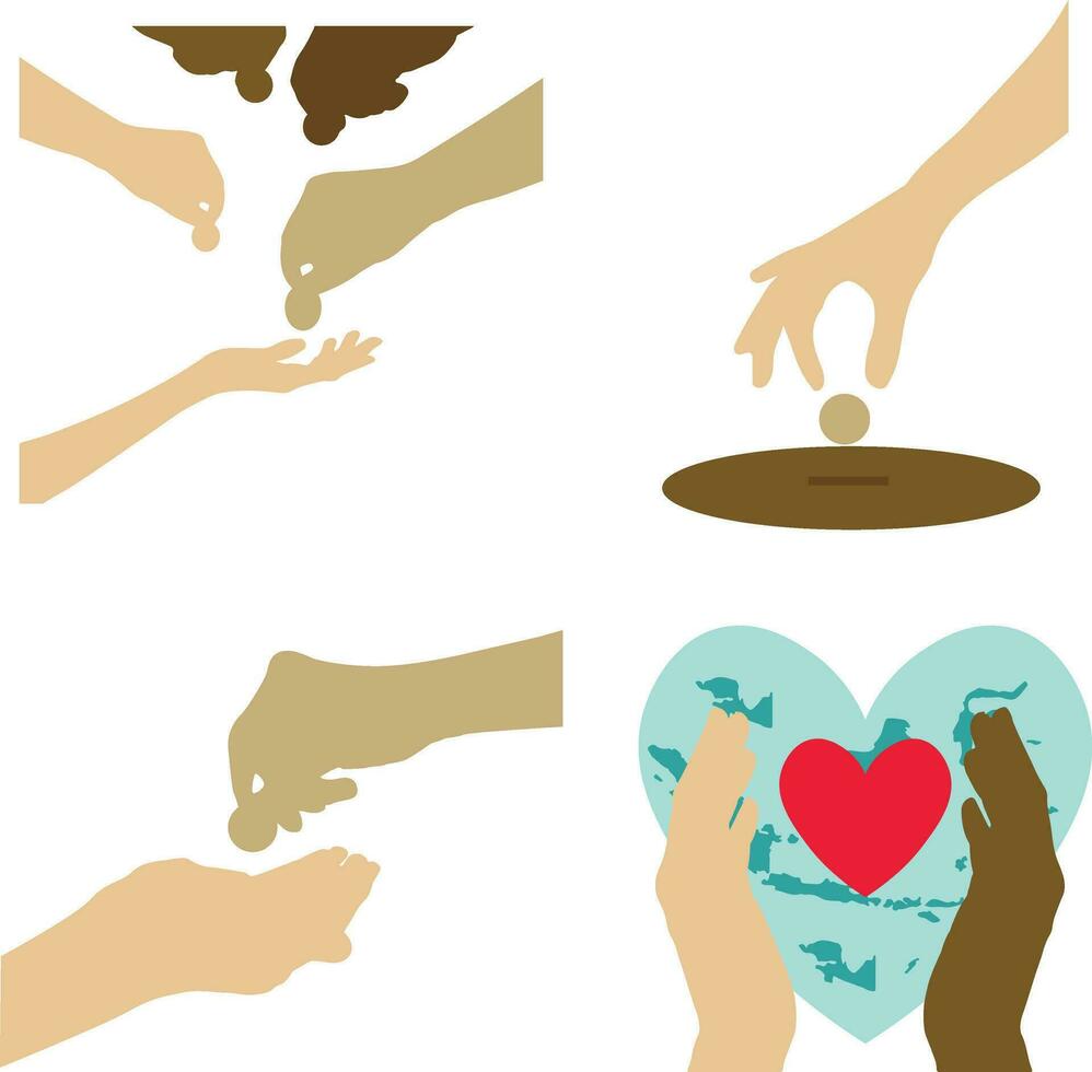 International Day of Charity With Flat Design. Vector Illustration Set.