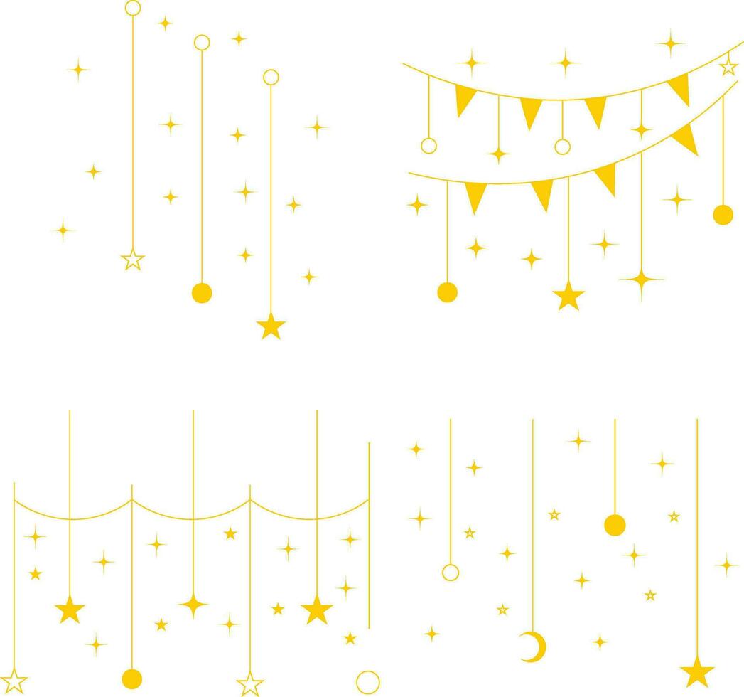 New Year Decoration For Template Background. Vector Illustration Set.
