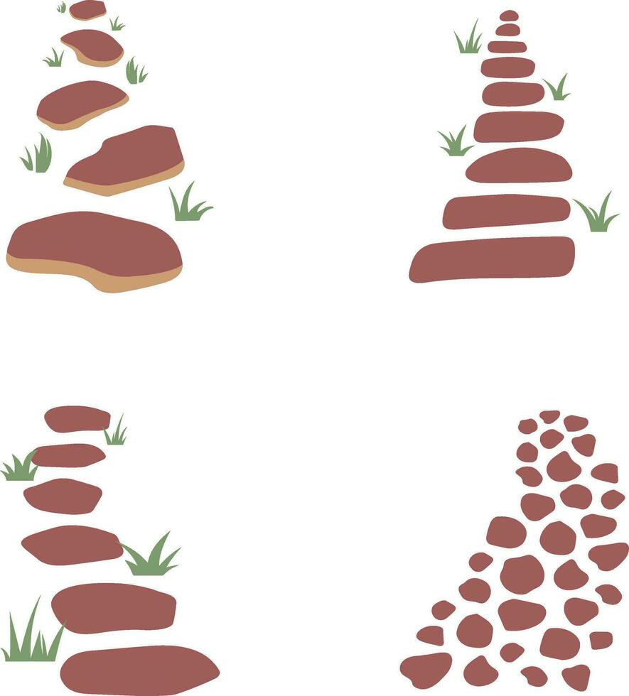 Nature Path Way In Different Shape. Vector Illustration Set.