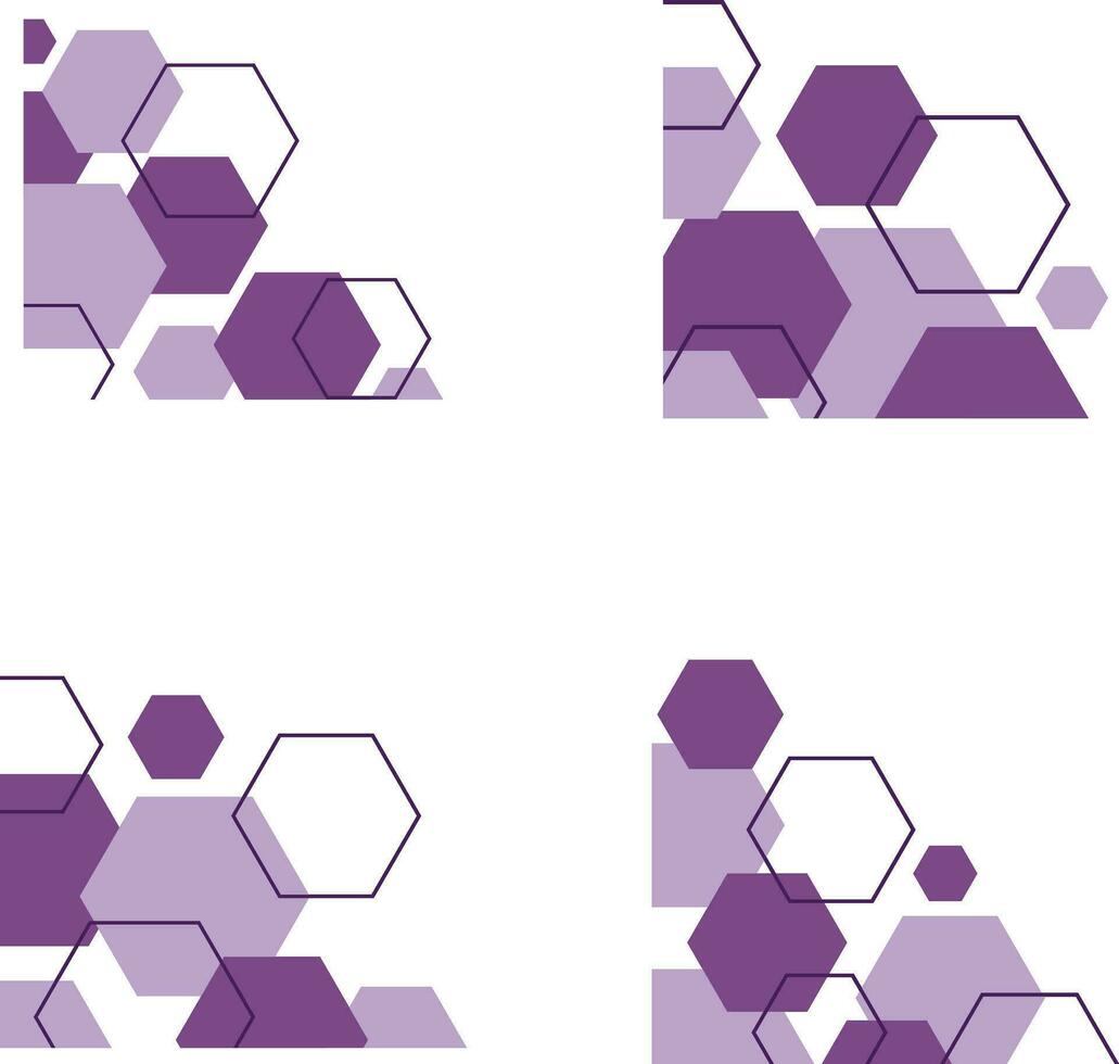 Hexagonal Corner Shape In Modern Abstract Design. Isolated Vector Set.