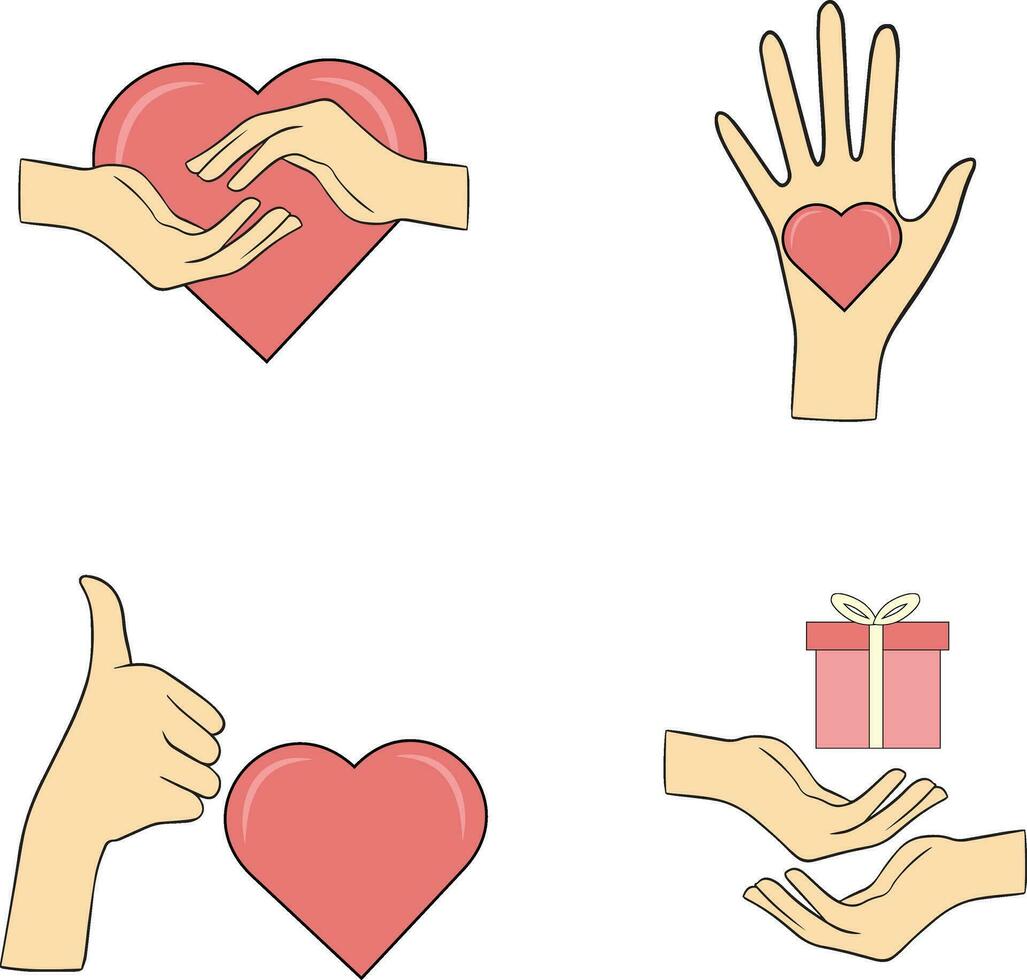 International Day of Charity Icon Set. Vector Illustration.