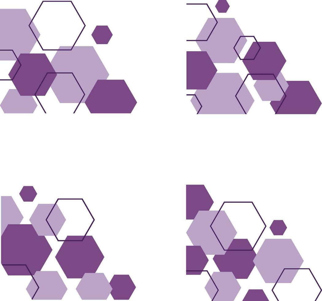 Hexagonal Corner Shape In Modern Abstract Design. Isolated Vector Set.