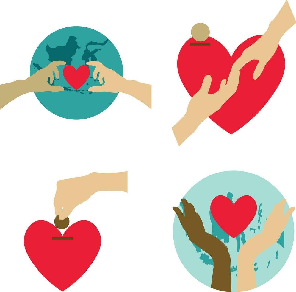 International Day of Charity With Flat Design. Vector Illustration Set.