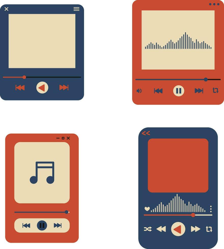 UI Music Player With Simple Design. Vector Illustration Set.