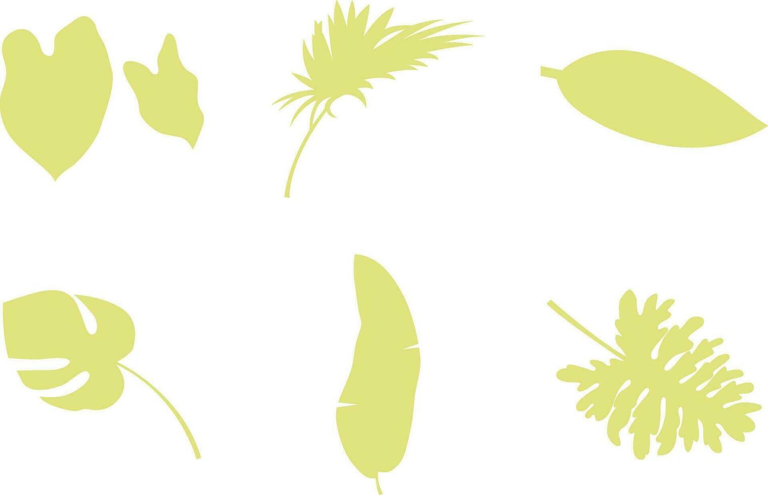 mano dibujado exótico palma hojas. palma hoja, Coco hoja, plátano hojas, etc. vector ilustración colocar.