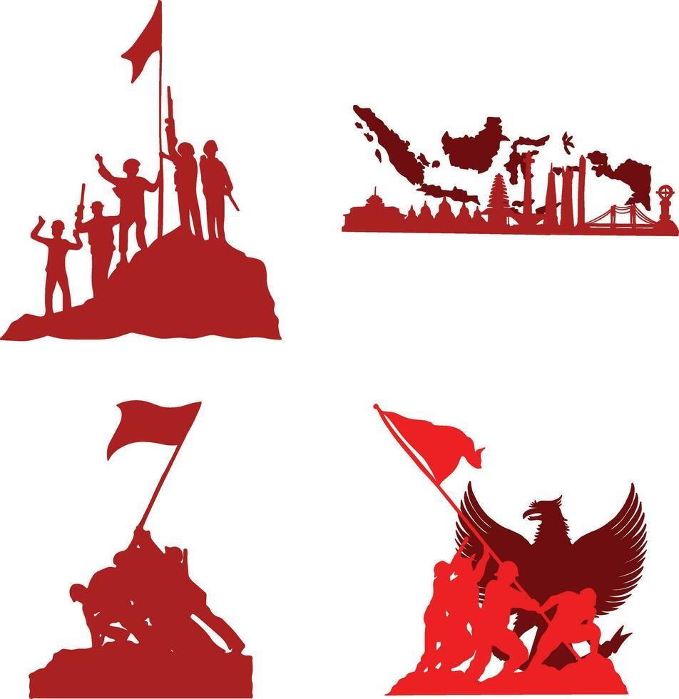 Indonesia Independence Day For Background Template. Vector Illustration Set.