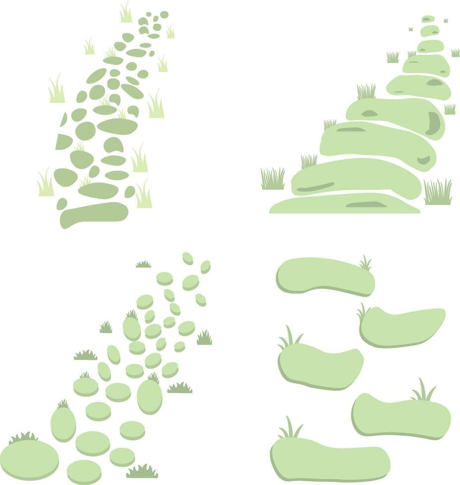 Nature Path Way For Background Template. Vector Illustration Set.