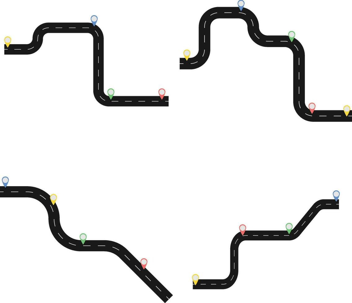 la carretera mapa ruta con plano concepto. vector ilustración colocar.