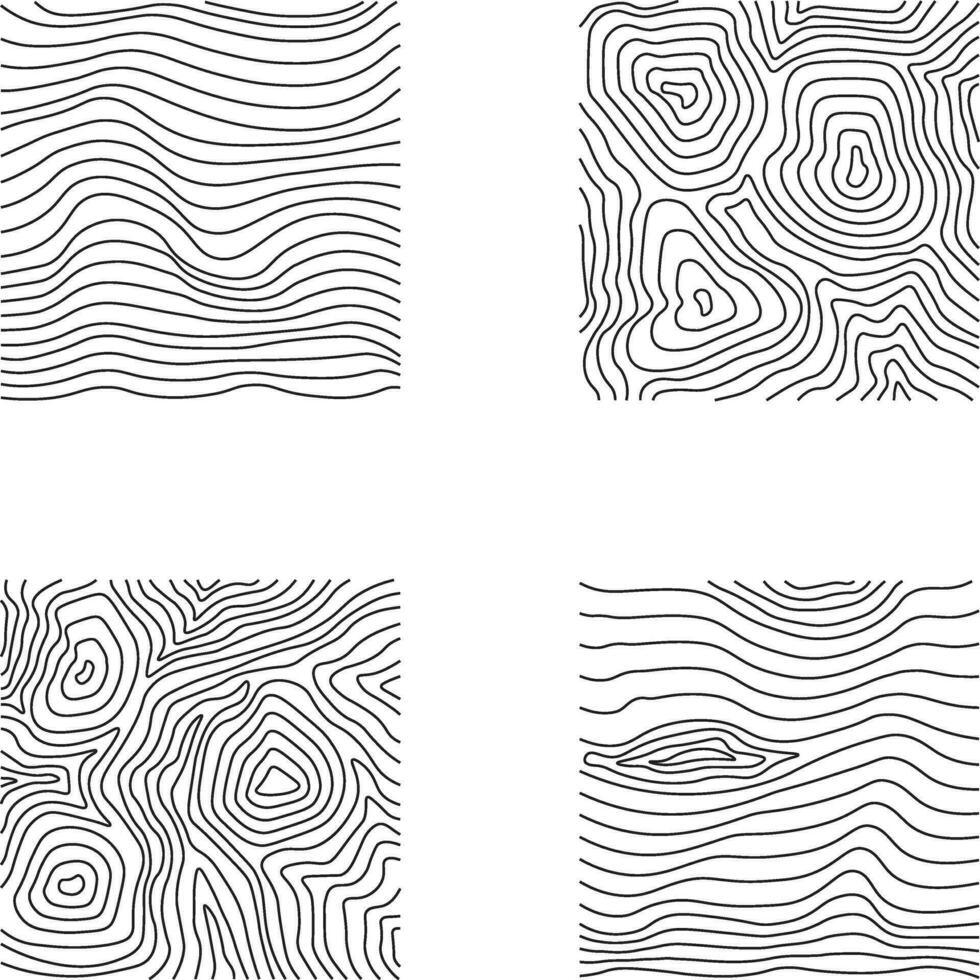 Topography Pattern Square In Abstract Design. Vector Illustration Set.