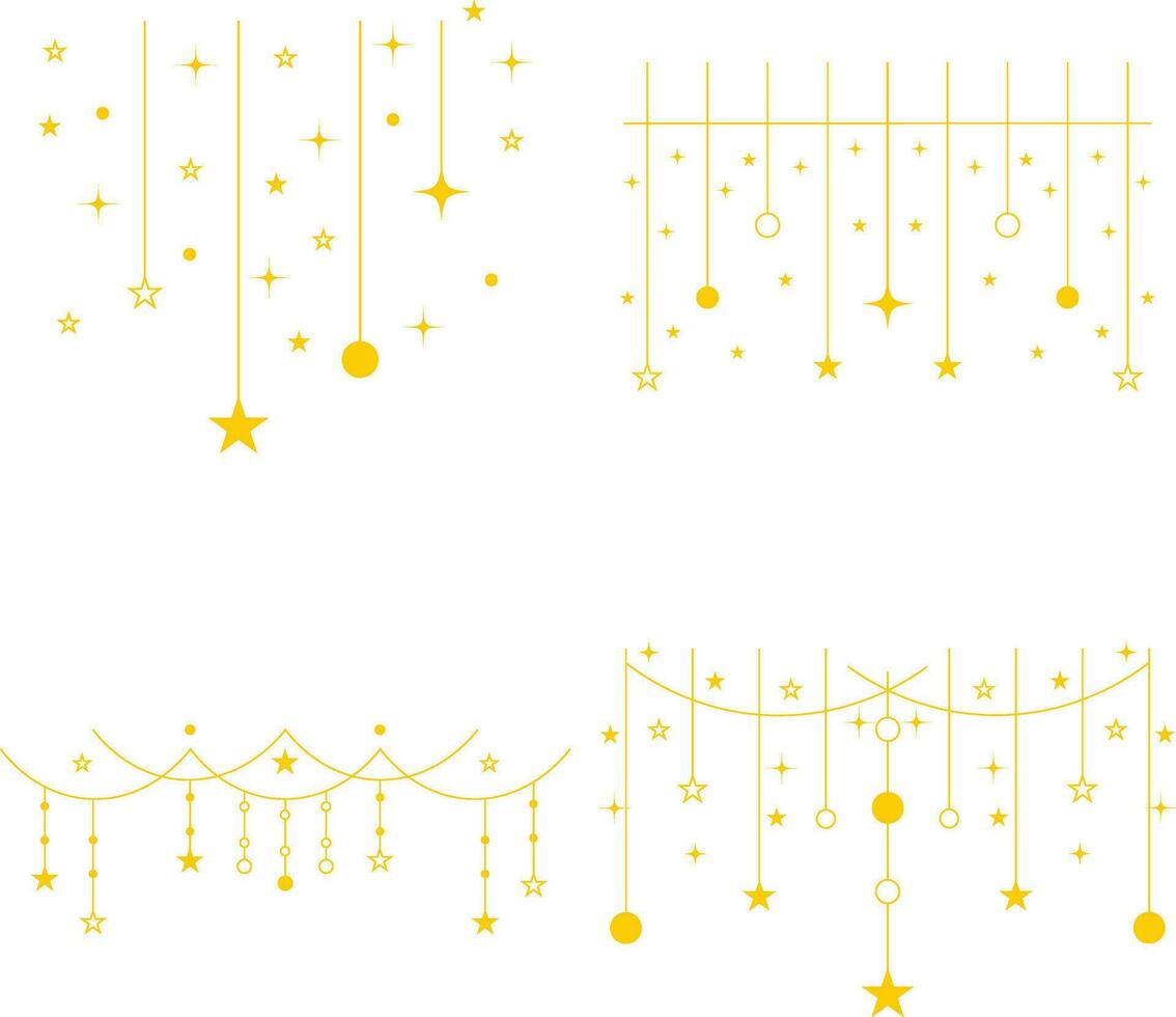 New Year Decoration For Template Background. Vector Illustration Set.