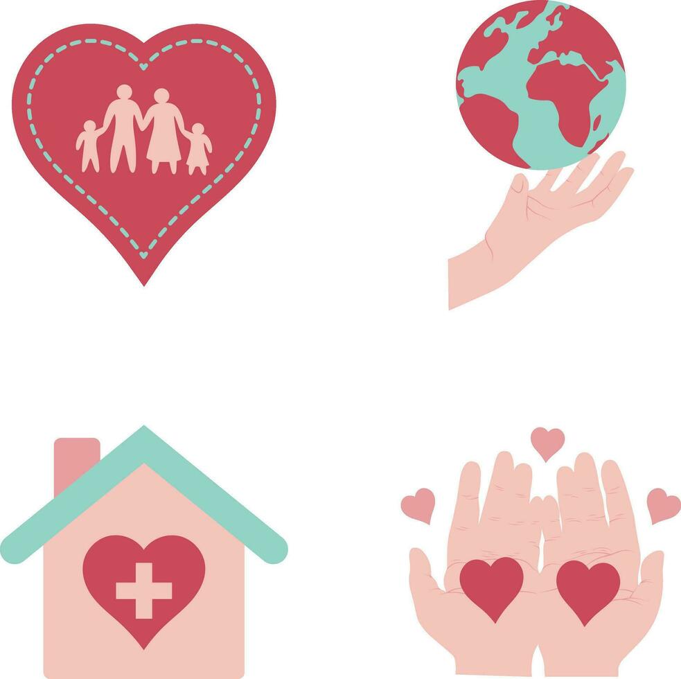 International Day of Charity Sticker. Isolated On White Background. Vector Illustration Set.