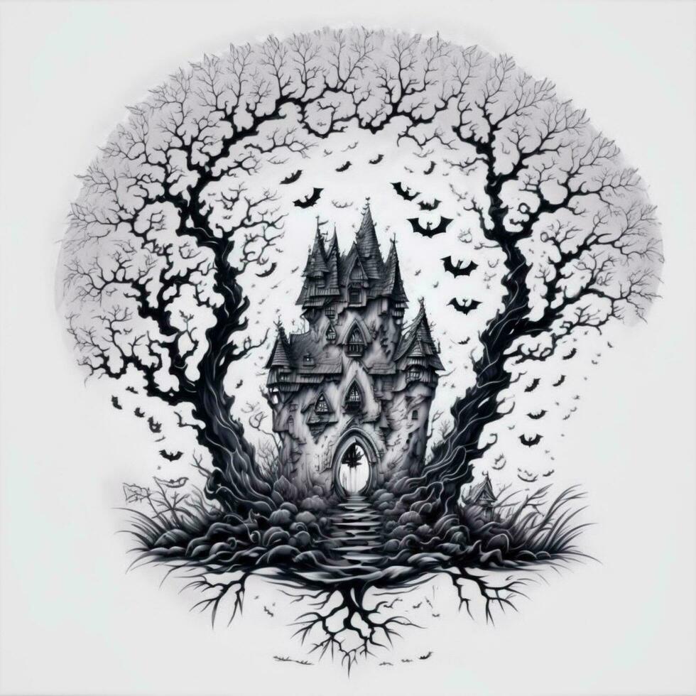 Halloween Border Frame, Halloween Theme Illustration PNG Image Transparent Background Ai Generative photo